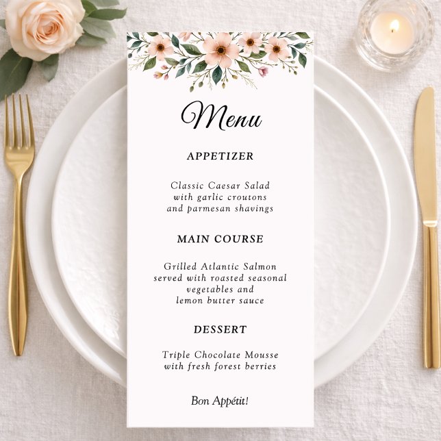 Elegant Anemone Wildflower Botanical Wedding Menu  (Subido por el creador)