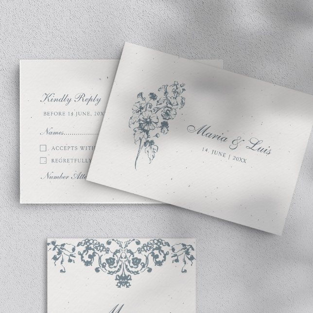 Elegant Baroque Flower Wedding RSVP Card (Subido por el creador)