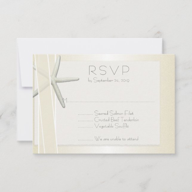 Elegant Beach Wedding RSVP Bayside Starfish (Anverso)