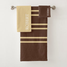 Elegant Beige &Brown Stripes Pattern Custom Name