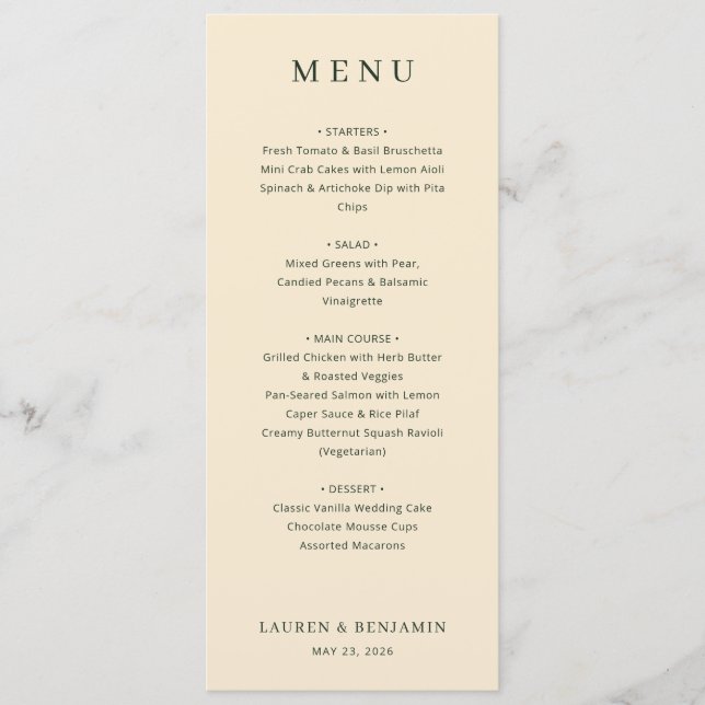 Elegant Beige Menu Template (Anverso)