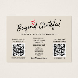 Elegant beige modern script QR code Gift vouchers