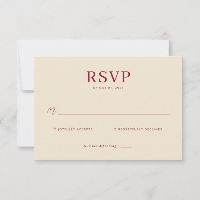 Elegant Beige RSVP Card (Anverso)