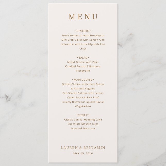 Elegant Beige Typographic Menu (Anverso)