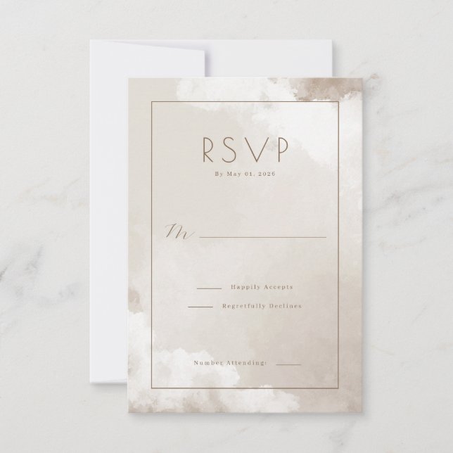 Elegant Beige Watercolor RSVP (Anverso)