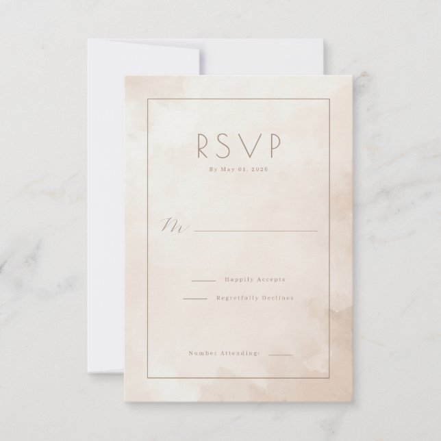 Elegant Beige Watercolor RSVP (Anverso)
