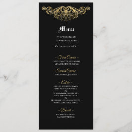 Elegant black and gold Gothic Wedding Menu