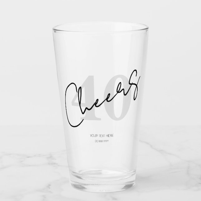 Elegant Black and White Forty 40th Birthday (Anverso)