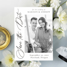 Elegant Black Calligraphy Wedding Save the Date