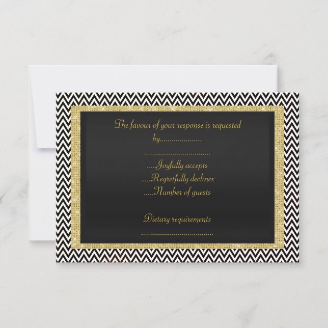 ELEGANT Black Chevron RSVP (Anverso)