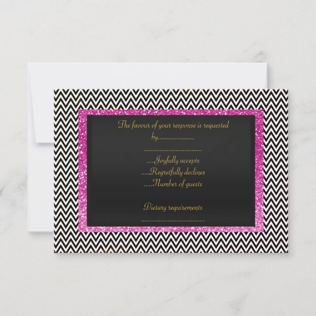 ELEGANT Black Chevron RSVP (Anverso)