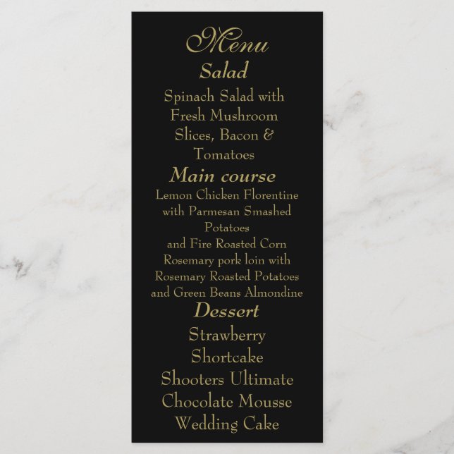 Elegant Black & Gold Menu card (Anverso)