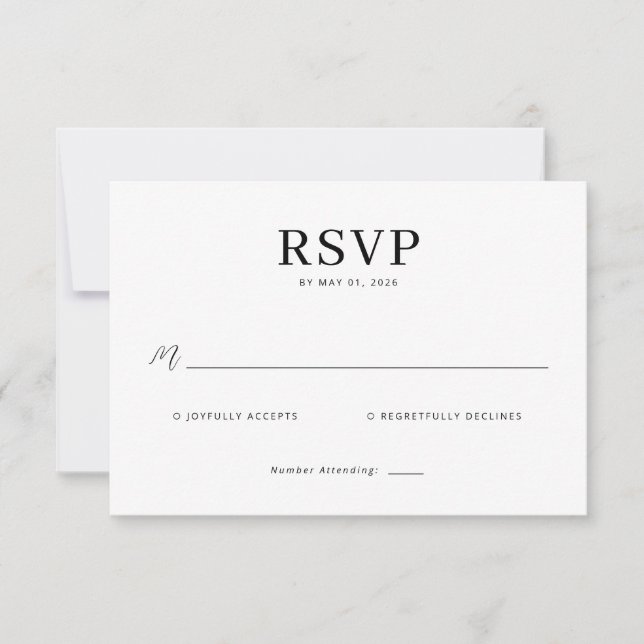 Elegant Black Minimalist RSVP (Anverso)
