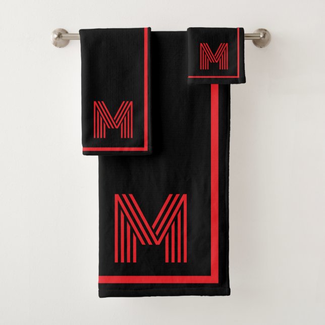 Elegant Black &Red Personalized Monogram  (In situ)