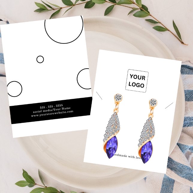 Elegant Black White Earing Necklace Display Card (Subido por el creador)