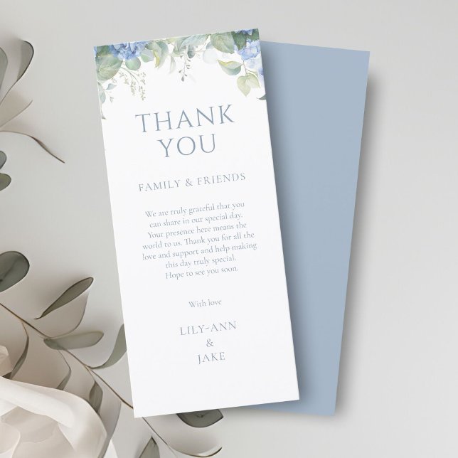 Elegant Blue Floral Hydrangea Wedding Thank You (Subido por el creador)