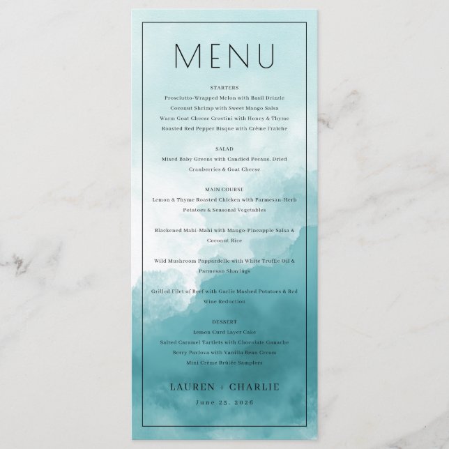 Elegant Blue Minimalist Menu (Anverso)