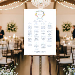 Elegant Blue Pastel Wildflower Crest Wedding Seat