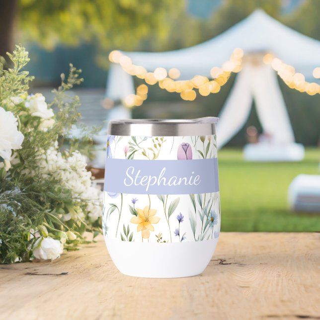 Elegant Blue Purple Watercolor Wildflower  (Boda)