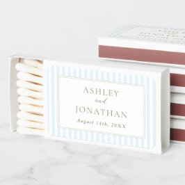 Elegant Blue Stripes Wedding Matchboxes