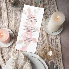 Elegant Blush Floral Wedding Menu Card