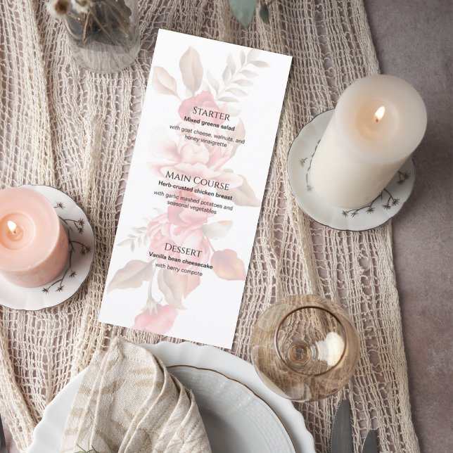 Elegant Blush Floral Wedding Menu Card (Subido por el creador)