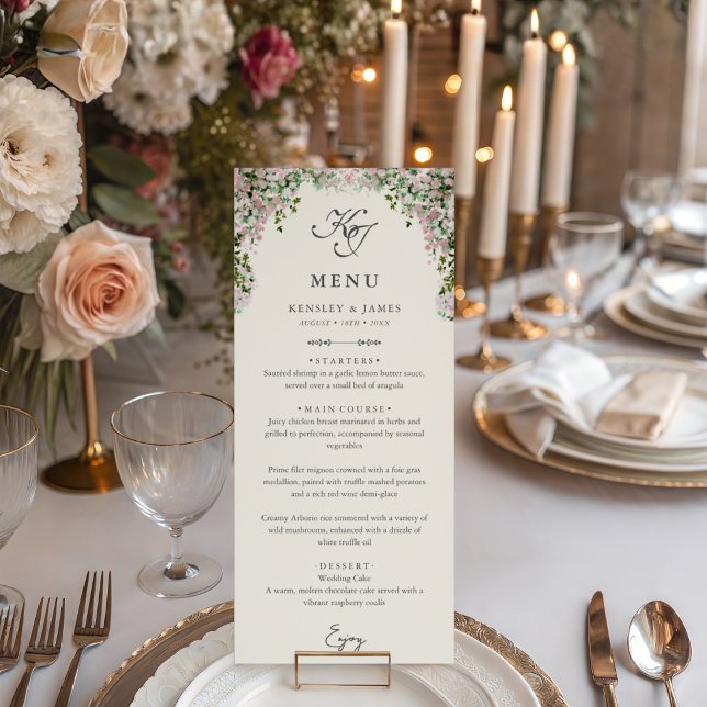 Elegant Blush Garden Wedding Dinner Menu (Subido por el creador)