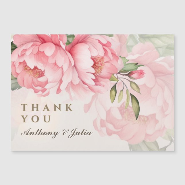 Elegant Blush Peony Wedding Thank You Magnet (Anverso)