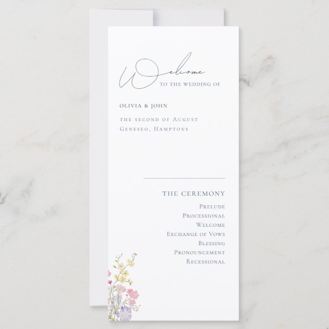 Elegant Boho Chic Wildflowers Wedding Program (Anverso)