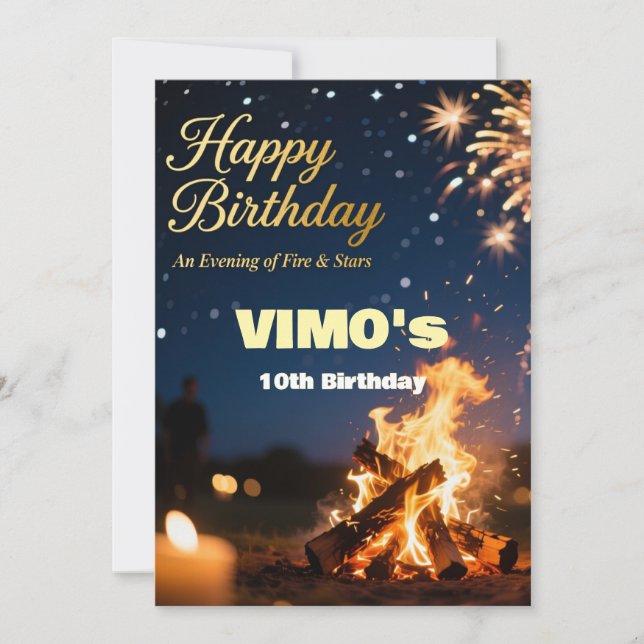 Elegant Bonfire Night Birthday Invitation (Anverso)