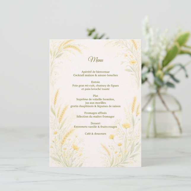 Elegant Botanical Wedding Menu (Anverso de pie)