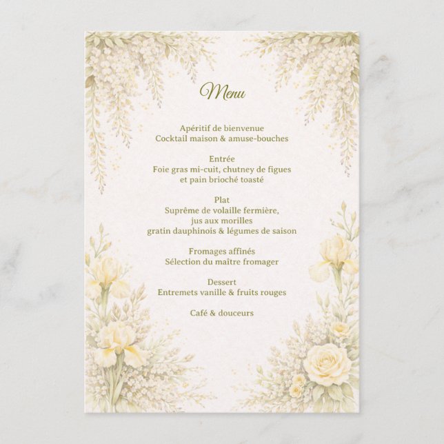 Elegant Botanical Wedding Menu (Anverso)