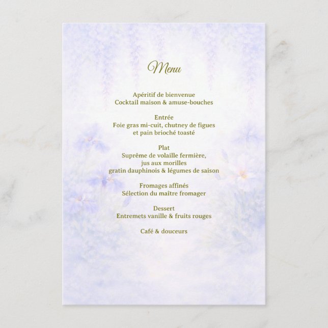 Elegant Botanical Wedding Menu (Anverso)