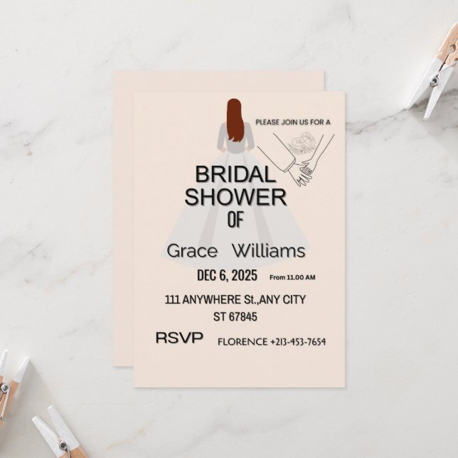 Elegant Bridal Shower Invitation | Printable & Cus (Anverso/Reverso In Situ)