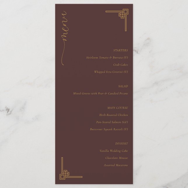 Elegant Brown Geometric Menu (Anverso)