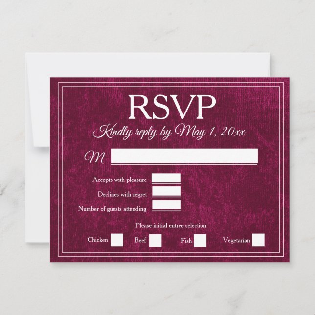 Elegant Burgundy Wine Berry Velvet RSVP Wedding (Anverso)