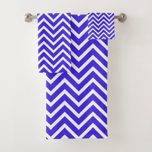 Elegant Chevron Pattern on Royal Blue and White (In situ)