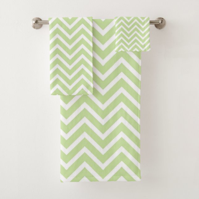Elegant Chevron Pattern on Sage Green and White (In situ)