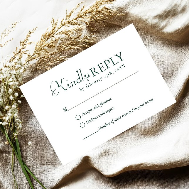 Elegant & Chic Emerald Green Green wedding RSVP Ca (Subido por el creador)