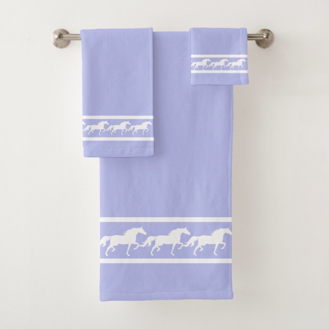 Elegant, Chic White Horses on Light Blue (In situ)