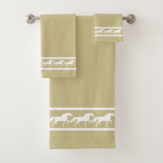 Elegant, Chic White Horses on Lucky Beige (In situ)