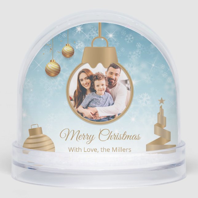Elegant Christmas Family Photo with Gold Ornaments (Anverso)