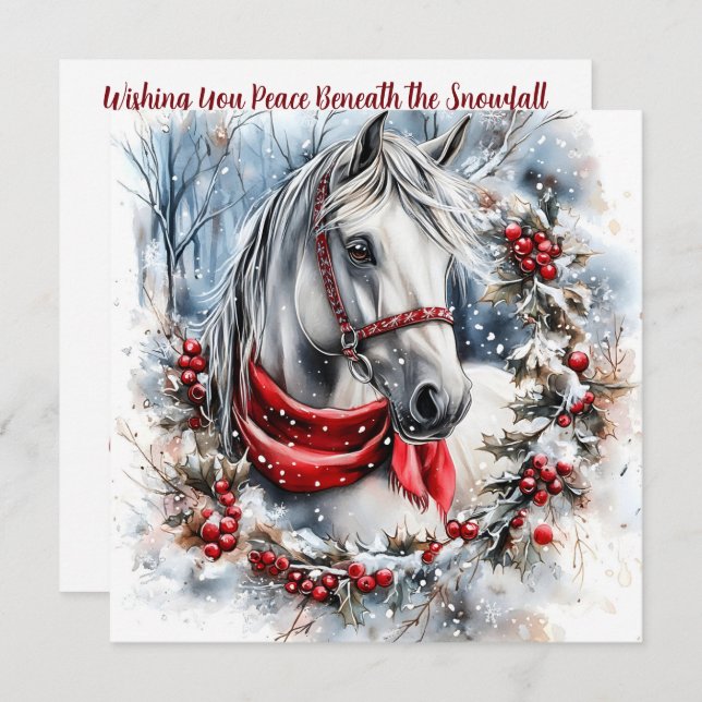 Elegant Christmas Horse with Winter Wreath Custom (Anverso / Reverso)