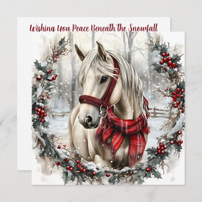 Elegant Christmas Horse with Winter Wreath Custom (Anverso / Reverso)