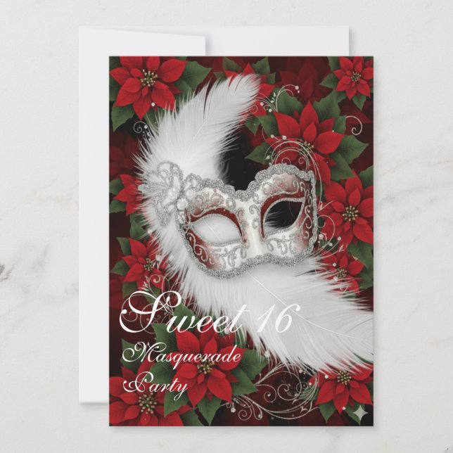 Elegant Christmas Masquerade Sweet 16 Birthday  (Anverso)