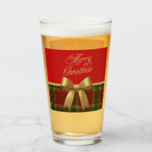 Elegant Christmas Plaid Glass Cup