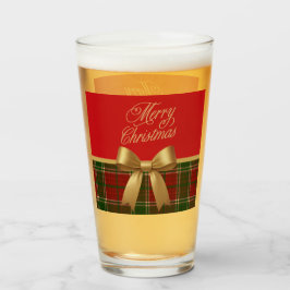 Elegant Christmas Plaid Glass Cup