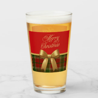 Elegant Christmas Plaid Glass Cup