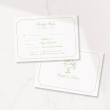 Elegant Citrus Green Double Frame Wedding RSVP Car