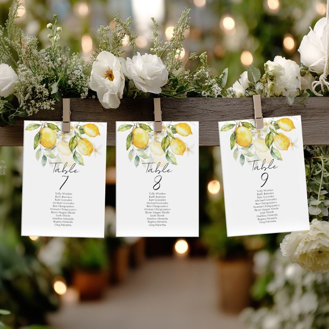 Elegant citrus table number seating chart cards (Subido por el creador)